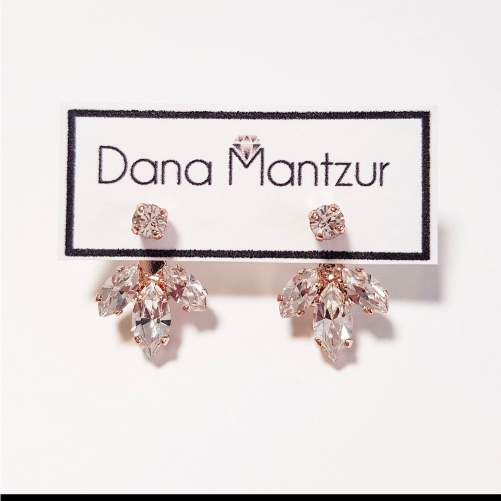 Bridal Earring Jackets Rose Gold Finish CZ